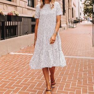The Drop Women’s Black/White Polka-Dot Tiered Midi